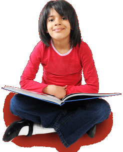 Girl Sitting with Crossed Holding Book Smiling